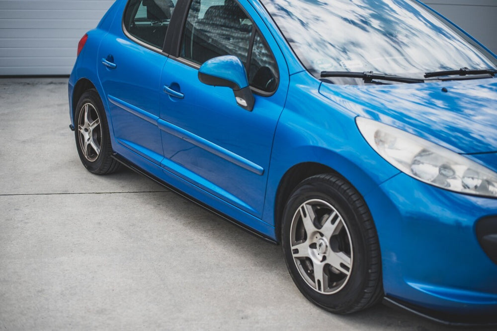 Maxton Parts - Seitenschweller Ansatz (Paar) passend für Peugeot 207 Sport schwarz Hochglanz