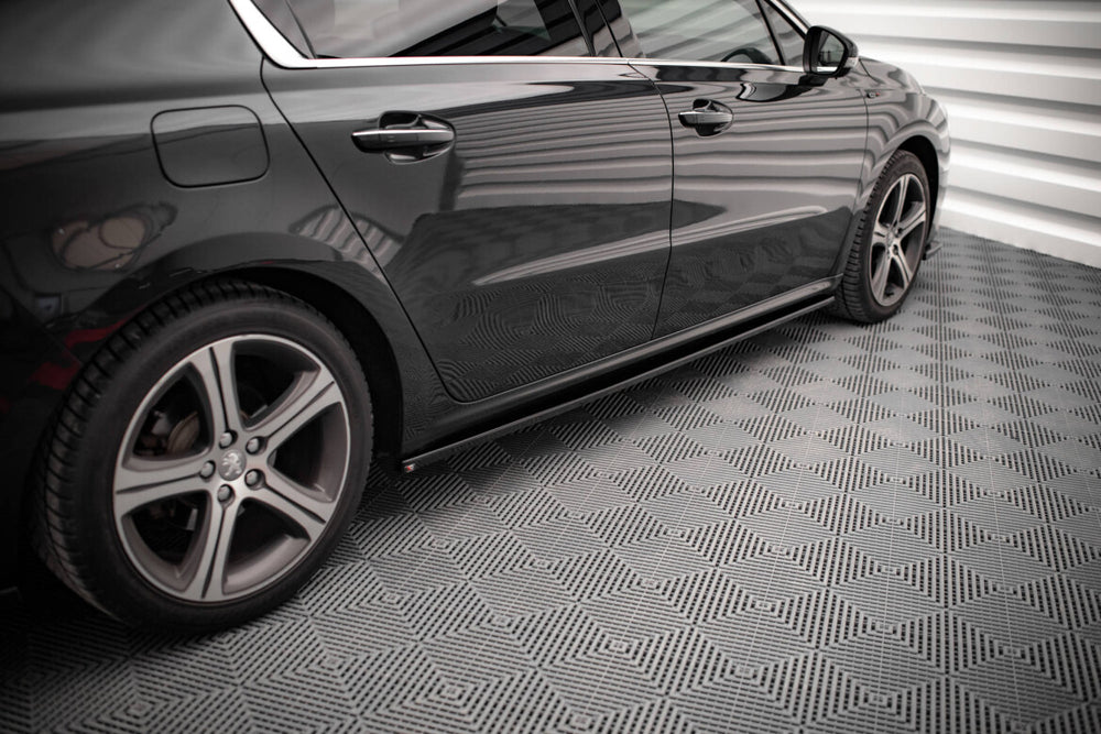 Maxton Parts - Seitenschweller Ansatz (Paar) passend für Peugeot 508 GT Mk1 FL schwarz Hochglanz