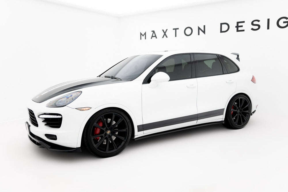 Maxton Parts - Seitenschweller Ansatz (Paar) passend für Porsche Cayenne Turbo / Standard Mk2 schwarz Hochglanz