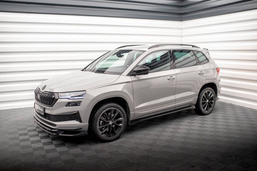 Maxton Parts - Seitenschweller Ansatz (Paar) passend für Skoda Karoq Sportline Mk1 schwarz Hochglanz