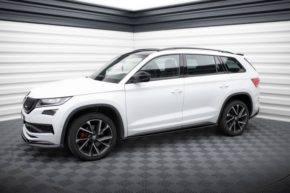 Maxton Parts - Seitenschweller Ansatz (Paar) passend für Skoda Kodiaq Sportline/RS Mk1 / Mk1 FL schwarz Hochglanz