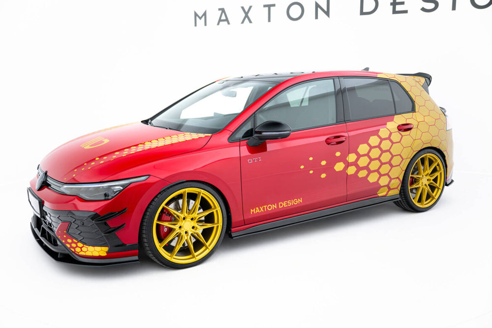 Maxton Parts - Seitenschweller Ansatz (Paar) passend für VW Golf GTI Clubsport Mk8 FL schwarz matt