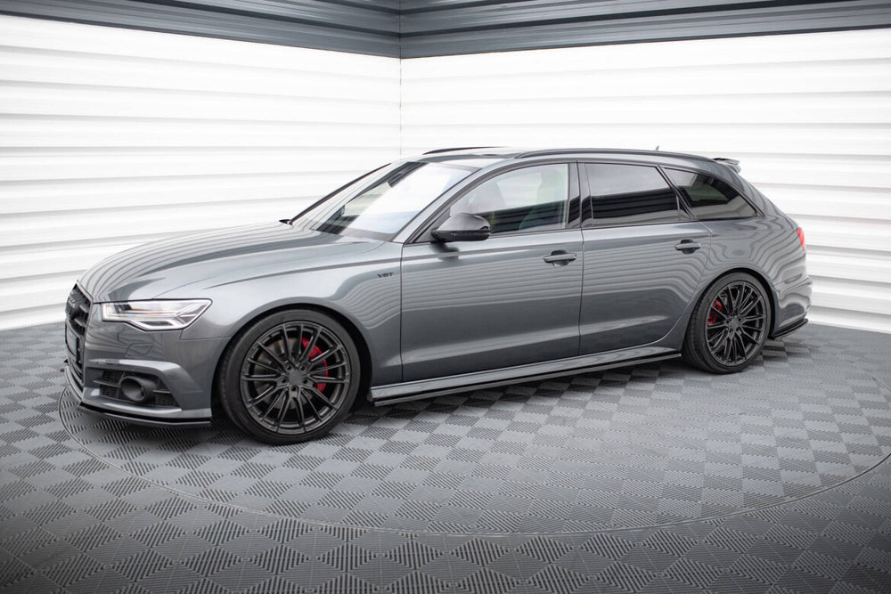 Maxton Parts - Seitenschweller Ansatz (Paar) V.1 passend für Audi A6 / A6 C7 S-line/ S6 C7 FL schwarz Hochglanz (AU-S6-C7F-SD1-G)