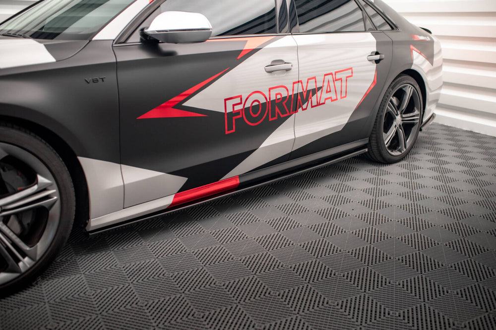 Maxton Parts - Seitenschweller Ansatz (Paar) V.1 passend für Audi S8 D4 schwarz Hochglanz