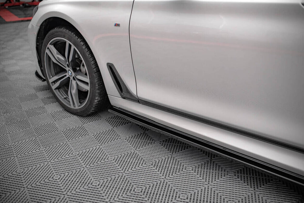Maxton Parts - Seitenschweller Ansatz (Paar) V.1 passend für BMW 7 Lang M-Paket G12 schwarz Hochglanz