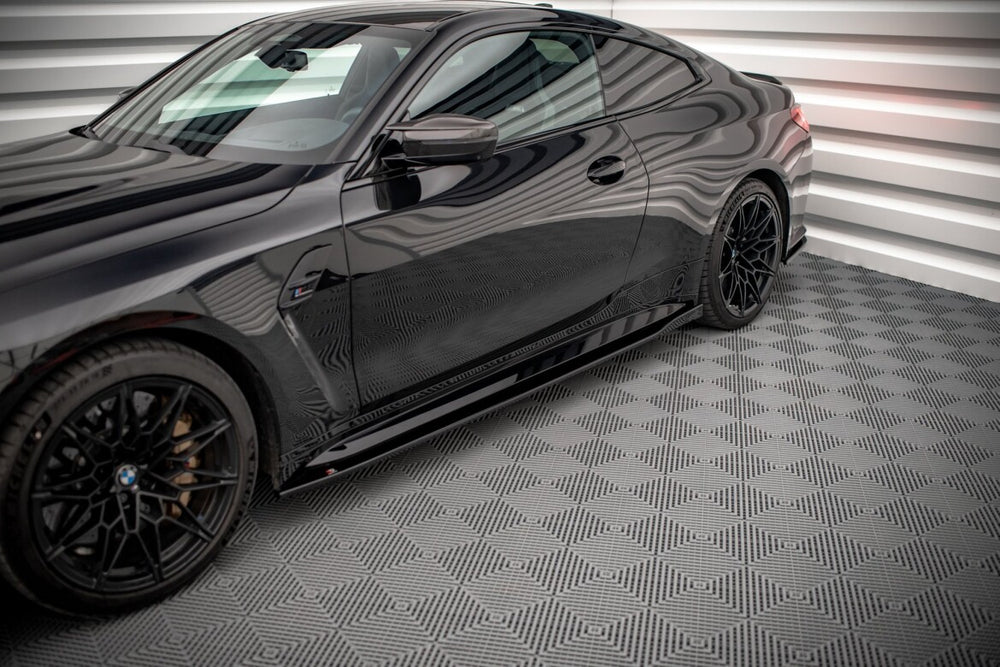 Maxton Parts - Seitenschweller Ansatz (Paar) V.1 passend für BMW M4 G82 / G82 FL schwarz Hochglanz