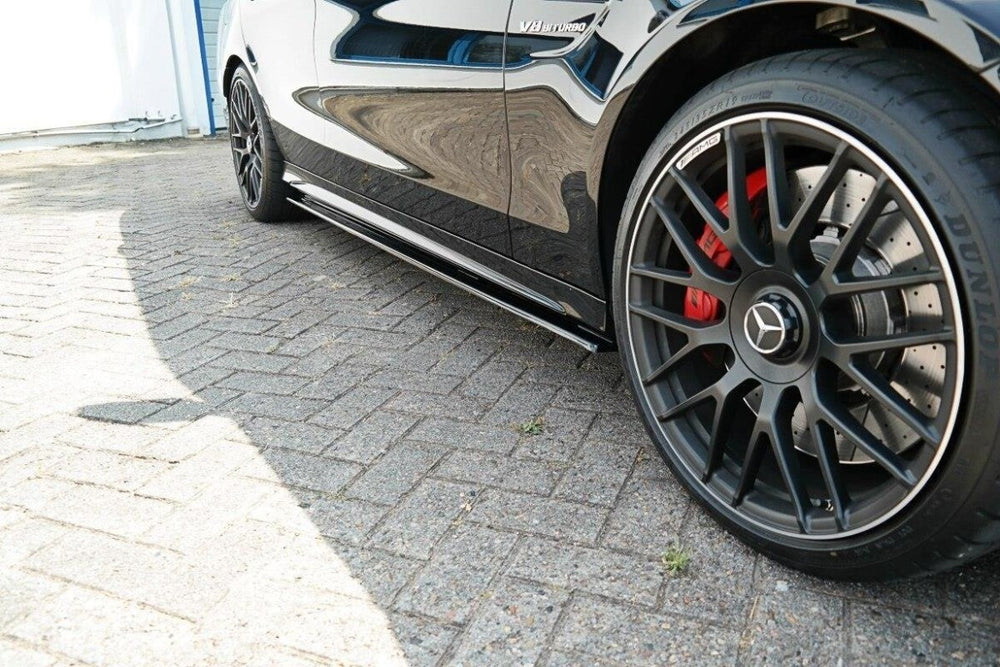 Maxton Parts - Seitenschweller Ansatz (Paar) V.1 passend für Mercedes C-Klasse S205 63 AMG schwarz Hochglanz