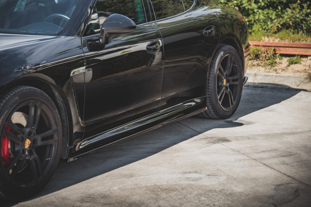 Maxton Parts - Seitenschweller Ansatz (Paar) V.1 passend für Porsche Panamera Turbo 970 FL schwarz Hochglanz