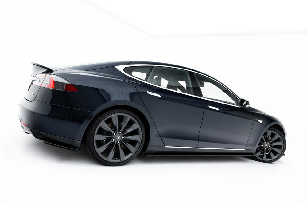 Maxton Parts - Seitenschweller Ansatz (Paar) V.1 passend für Tesla Model S Mk1 schwarz Hochglanz
