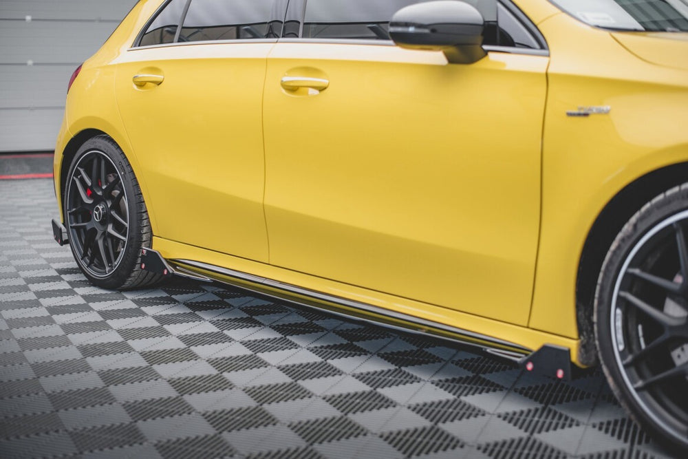 Maxton Parts - Seitenschweller Ansatz (Paar) V.2 + Flaps passend für Mercedes-AMG A45 S