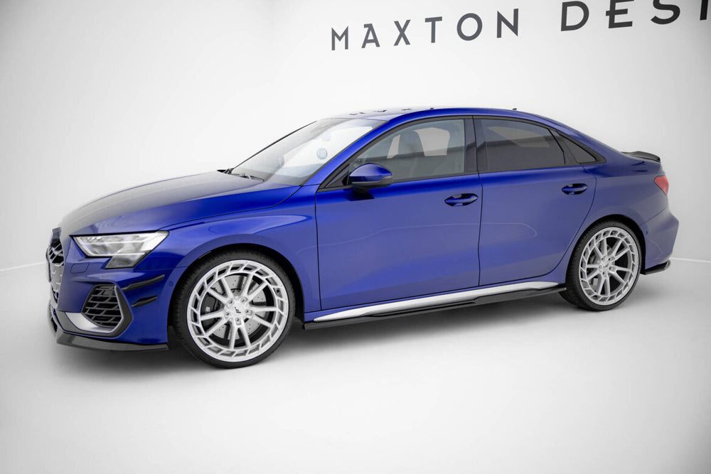 Maxton Parts - Seitenschweller Ansatz (Paar) V.2 passend für Audi S3 / A3 S-Line Sportback / Limo 8Y / 8Y FL schwarz Hochglanz
