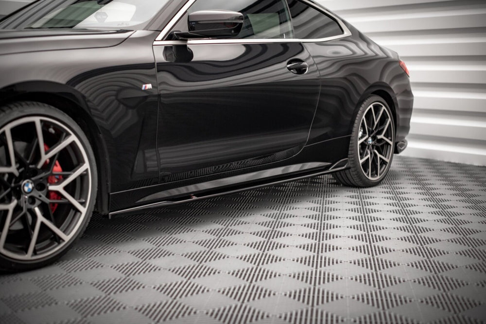 Maxton Parts - Seitenschweller Ansatz (Paar) V.2 passend für BMW 4er M-Paket / M440i G22 / G23 / G22 FL / G23 FL schwarz Hochglanz