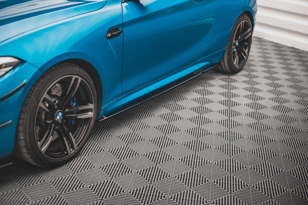 Maxton Parts - Seitenschweller Ansatz (Paar) V.2 passend für BMW M2 F87 schwarz Hochglanz