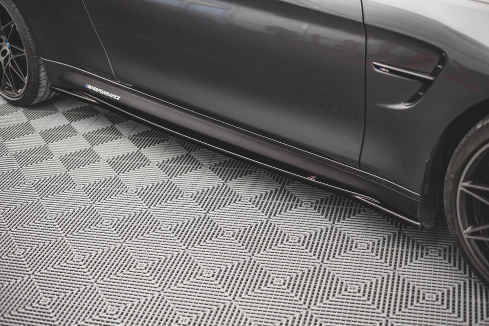 Maxton Parts - Seitenschweller Ansatz (Paar) V.2 passend für BMW M4 F82 schwarz Hochglanz