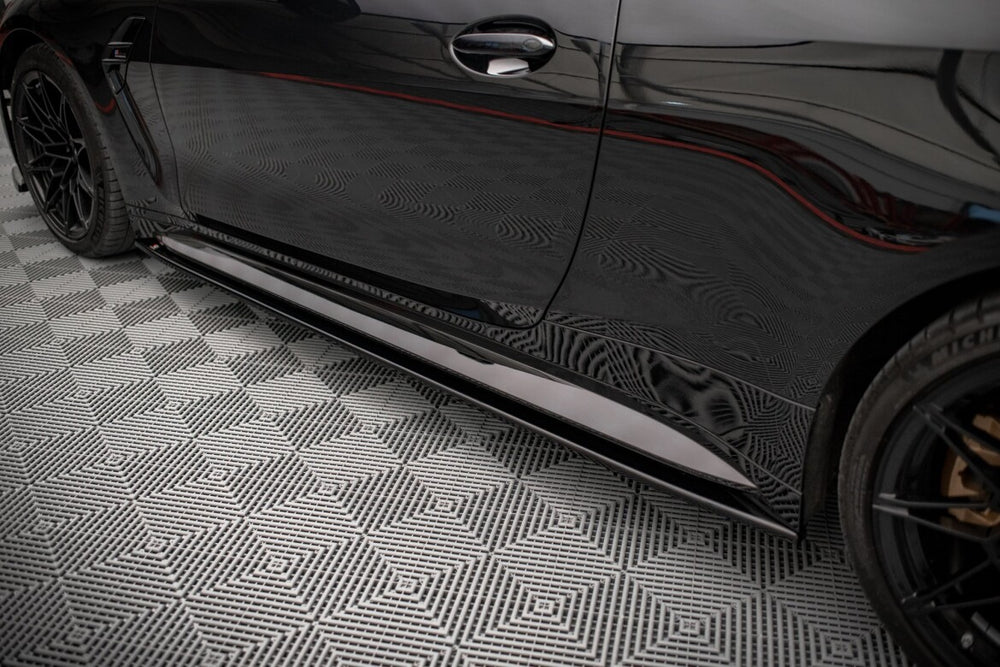 Maxton Parts - Seitenschweller Ansatz (Paar) V.2 passend für BMW M4 G82 / G82 FL schwarz Hochglanz