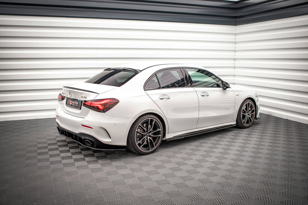 Maxton Parts - Seitenschweller Ansatz (Paar) V.2 passend für Mercedes A35 AMG / AMG-Line W177 schwarz Hochglanz
