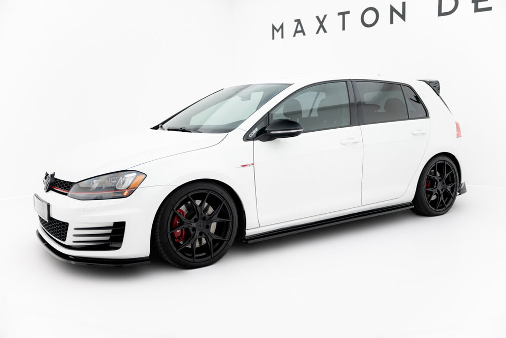 Maxton Parts - Seitenschweller Ansatz (Paar) V.2 passend für VW Golf 7 GTI (verengen) schwarz Hochglanz