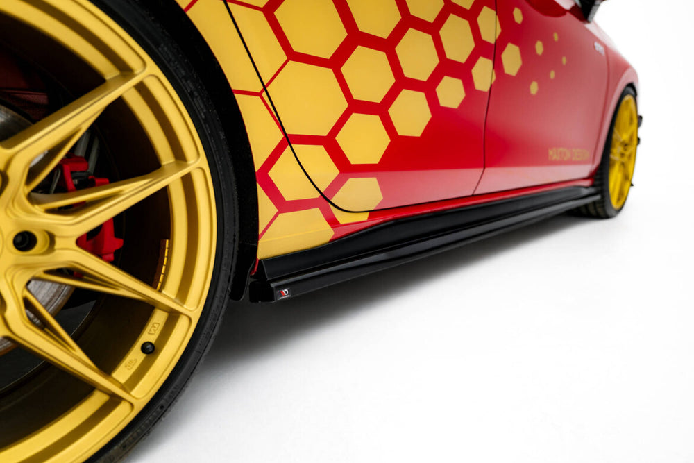 Maxton Parts - Seitenschweller Ansatz (Paar) V.2 passend für VW Golf GTI Clubsport Mk8 FL schwarz Hochglanz
