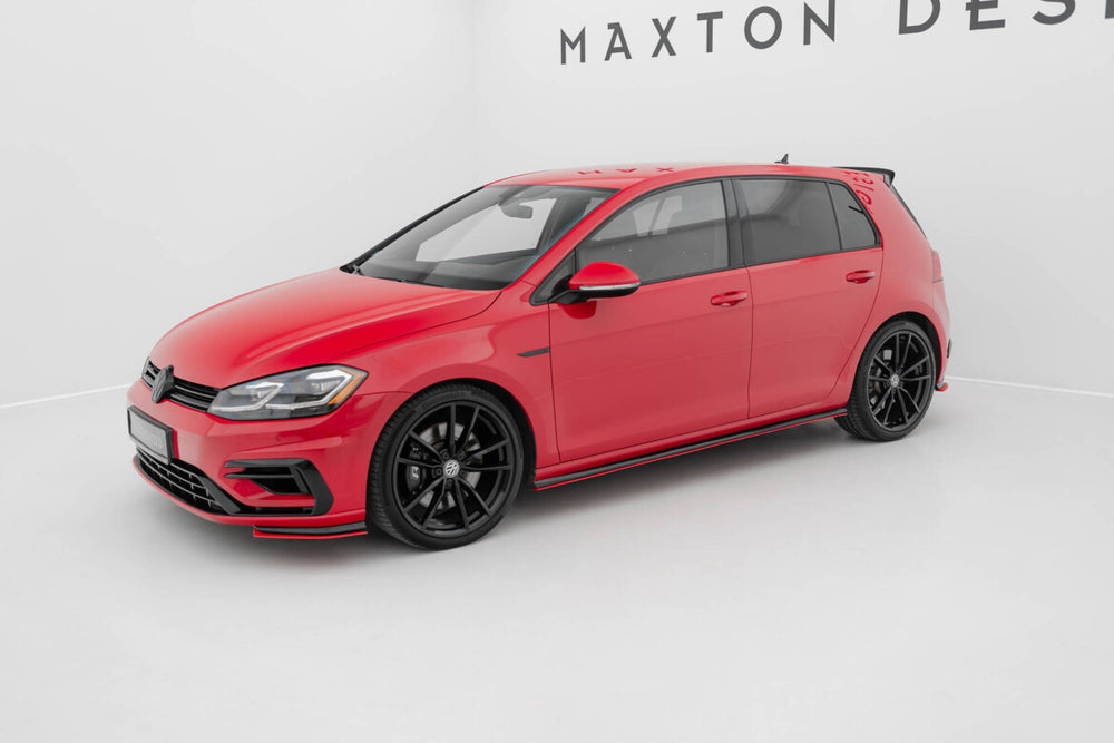 Maxton Parts - Seitenschweller Ansatz (Paar) V.2 passend für VW Golf R / R-Line Mk7 FL rot Hochglanz