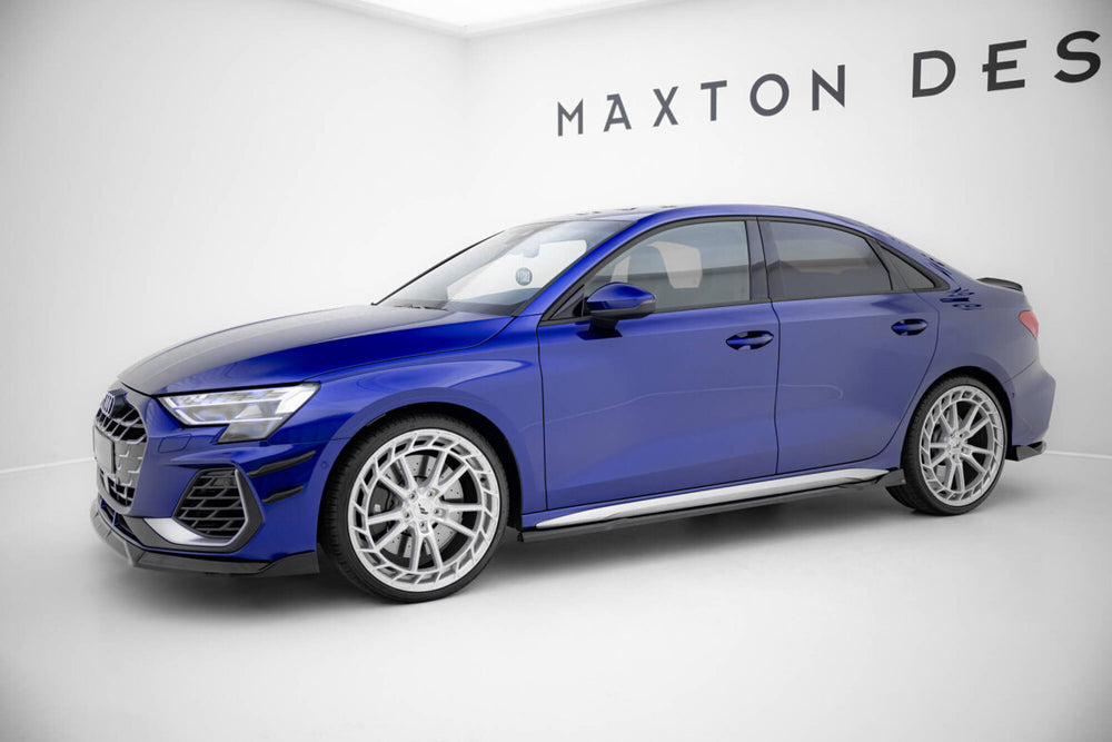 Maxton Parts - Seitenschweller Ansatz (Paar) V.3 passend für Audi S3 / A3 S-Line Sportback / Limo 8Y / 8Y FL schwarz Hochglanz