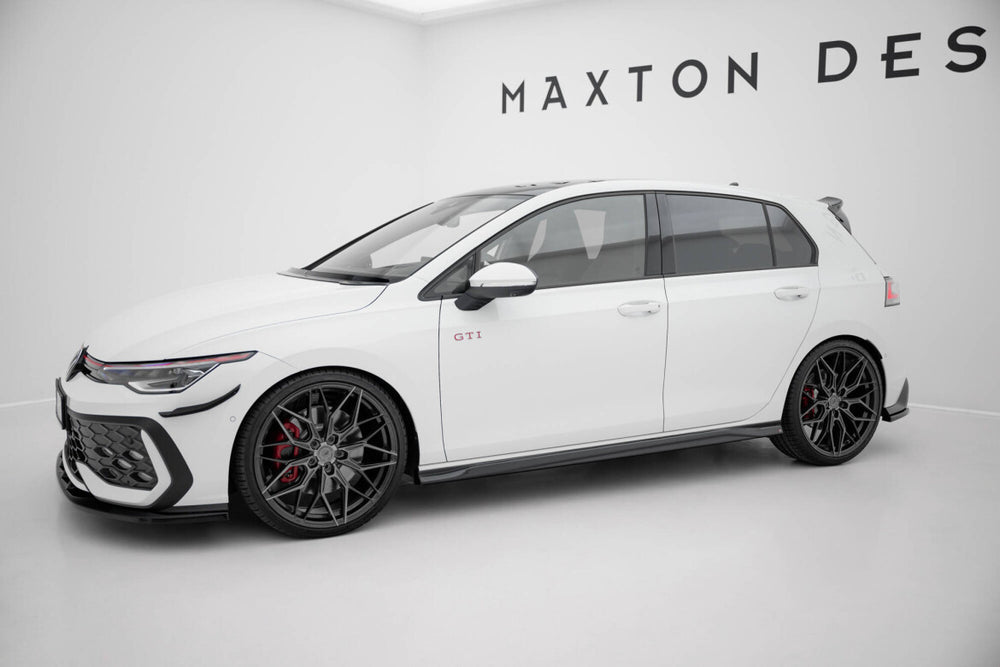 Maxton Parts - Seitenschweller Ansatz (Paar) V.3 passend für VW Golf GTI / GTE / GTI Clubsport / GTD / R-Line Mk8 schwarz Hochglanz