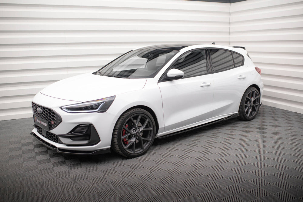 Maxton Parts - Seitenschweller Ansatz (Paar) V.4 passend für Ford Focus ST / ST-Line Mk4 FL schwarz Hochglanz
