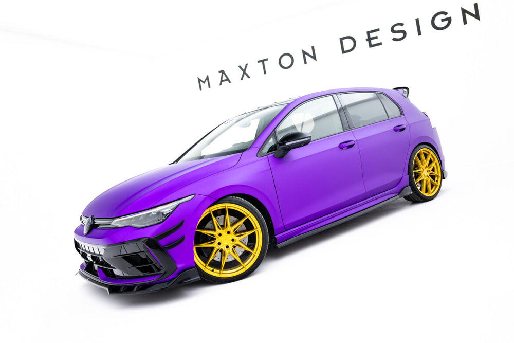 Maxton Parts - Seitenschweller Ansatz (Paar) V.4 passend für VW Golf R Hatchback Mk8 / Mk8 FL schwarz Hochglanz