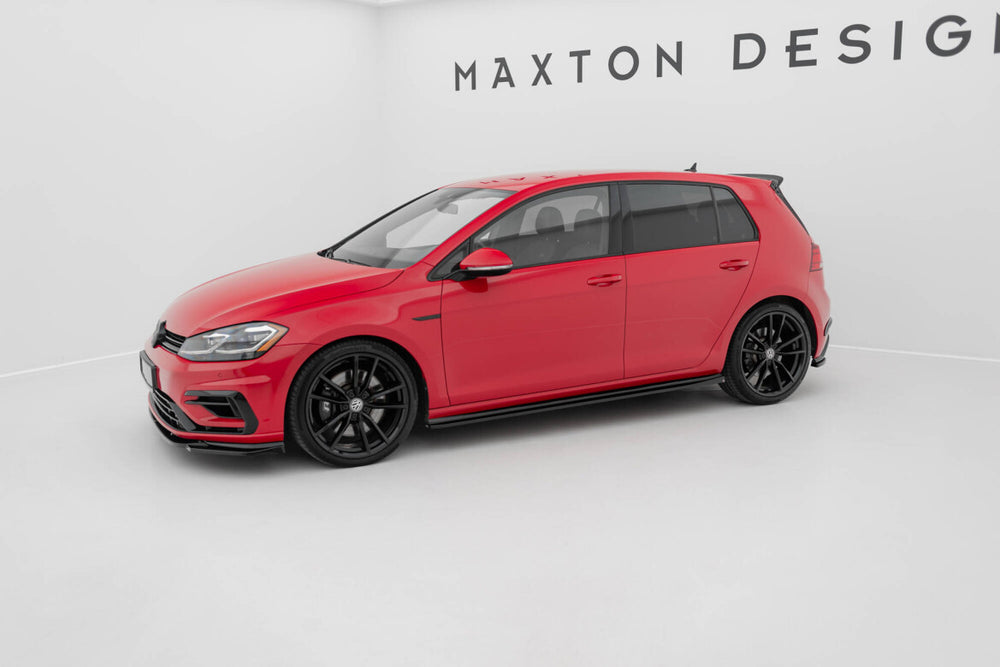 Maxton Parts - Seitenschweller Ansatz (Paar) V.4 passend für VW Golf R / R-Line Mk7 FL schwarz Hochglanz