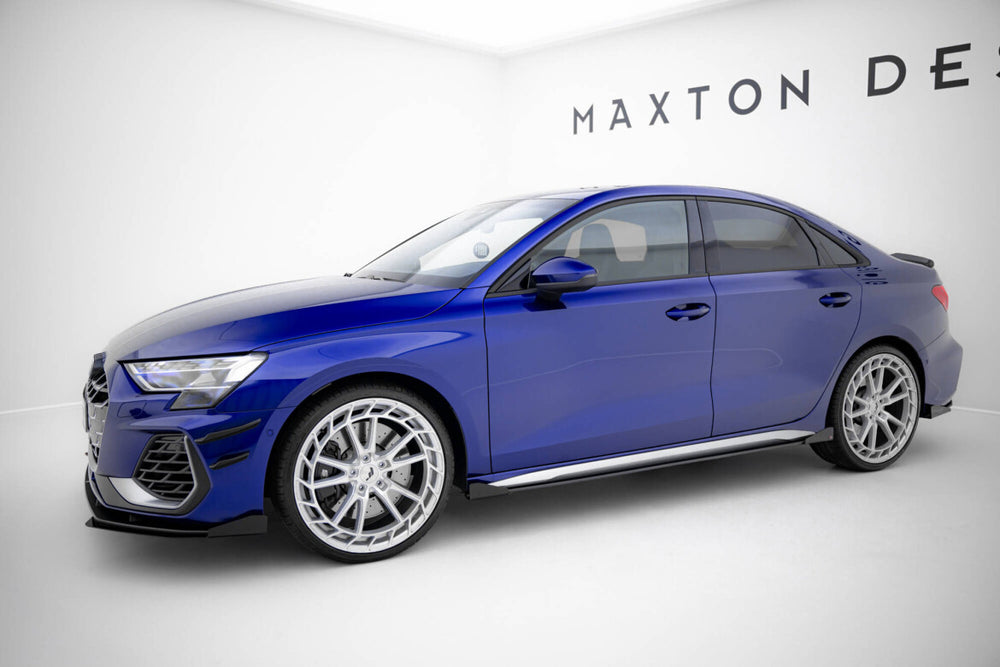 Maxton Parts - Seitenschweller Flaps passend für Audi A3 S-Line Limousine / S3 Limousine 8Y FL schwarz Hochglanz