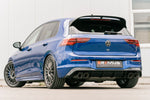 Abgasanlage für VW Golf 8 R, Type CD - Verbindungsrohr inkl. Adapter / Racing Endschalldämpfer mittig / OPT GT Endrohr-Set (4-teilig), schwarz lackiert (1-950020-1000-16)