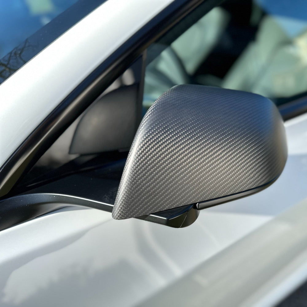 DRY CARBON Performance Aufsatz Spiegelkappen Mirror Cover für Tesla Model 3