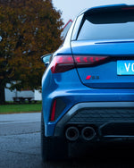 OPF Back Abgasanlage für Audi S3 Limo Facelift GY (MY 2024-) - Racing Endschalldämpfer mittig / OPT GT Endrohr-Set (4-teilig), schwarz lackiert (1-040024-1001-26)