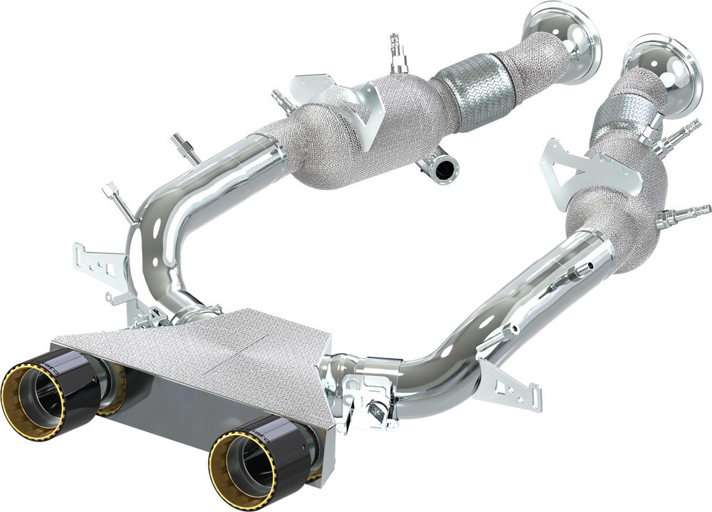 Ferrari 296 - OPF Ersatzrohre mit elektrischen Klappen, zur Verwendung der originalen Aktuatoren (ECU Programmierung ist erforderlich) Bei Änderungen oder Programmierungen der ECU (Motorsteuergerät) empfehlen wir, aus Garantie- und Gewährleistungsgr…