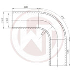 Ø55mm Silikonschlauch 90° Bogen schwarz