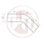 Ø55mm Silikonschlauch 45° Bogen schwarz