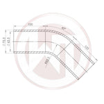 Ø63,5mm Silikonschlauch 45° Bogen schwarz
