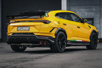 Lamborghini Urus Performante - Abgasanlage mit elektrischen Klappen zur Verwendung der originalen Aktuatoren, farbig eloxierte Endrohre (schwarz, rot, silber*) und Aluminium Außenhülse mit Capristo / Performante Schriftzug in wicrom black