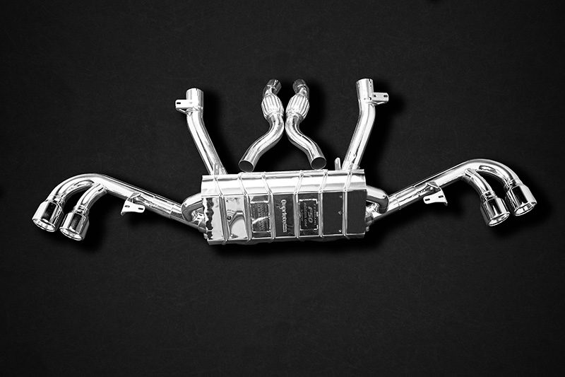 Ferrari F50 - Endschalldämpfer mit X-Pipe, Hitzeschutz und Hitzeblech, Katersatzrohre und Krümmer mit Hitzenschutz, inkl. RC Kit
