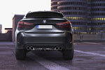 BMW X5M F15 - Klappenabgasanlage, Mittelschalldämpferersatzrohre, CES-3 Steuerung, mit Carbonendrohren, bestehend aus Edelstahl Innenrohr, farbig eloxiertem Aluminiumrohr (Schwarz, Silber oder Rot*) und Carbon Aussenrohr, und ECE- Genehmigung