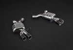 BMW M6 F12,F13 - Endschalldämpfer mit Steuerung EVCU-1 , Anschlussrohren, Nachkatersatz und Carbonendrohren, bestehend aus Edelstahl Innenrohr, farbig eloxiertem Aluminiumrohr (Schwarz, Silber oder Rot*) und Carbon Aussenrohr