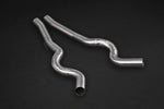 BMW M6 F12,F13 - Endschalldämpfer mit Steuerung EVCU-1 , Anschlussrohren, Nachkatersatz und Carbonendrohren, bestehend aus Edelstahl Innenrohr, farbig eloxiertem Aluminiumrohr (Schwarz, Silber oder Rot*) und Carbon Aussenrohr