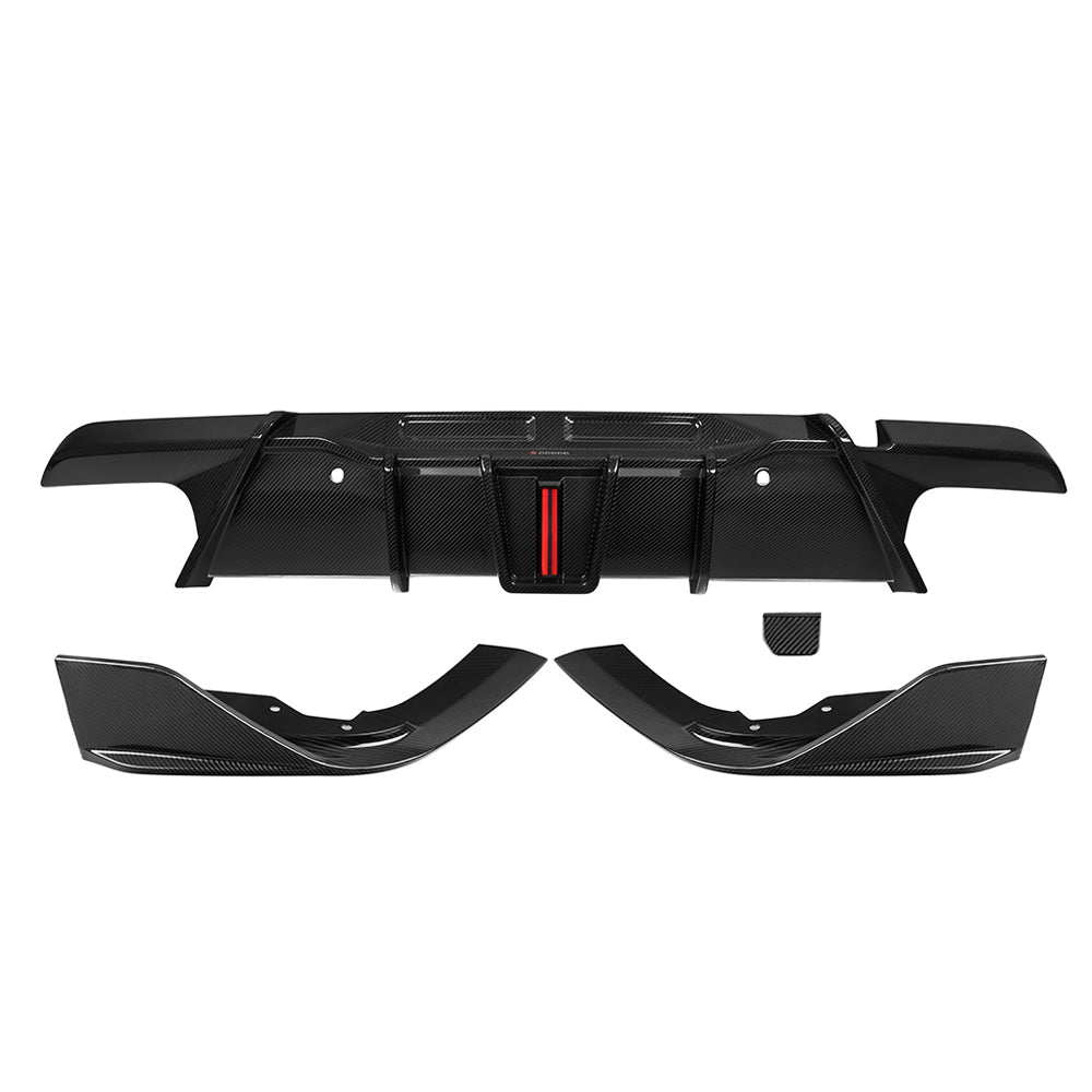 SOOQOO Heckdiffusor mit LED Carbon passend für BMW X6 (F96/F96 Facelift)