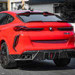 SOOQOO Heckdiffusor mit LED Carbon passend für BMW X6 (F96/F96 Facelift)