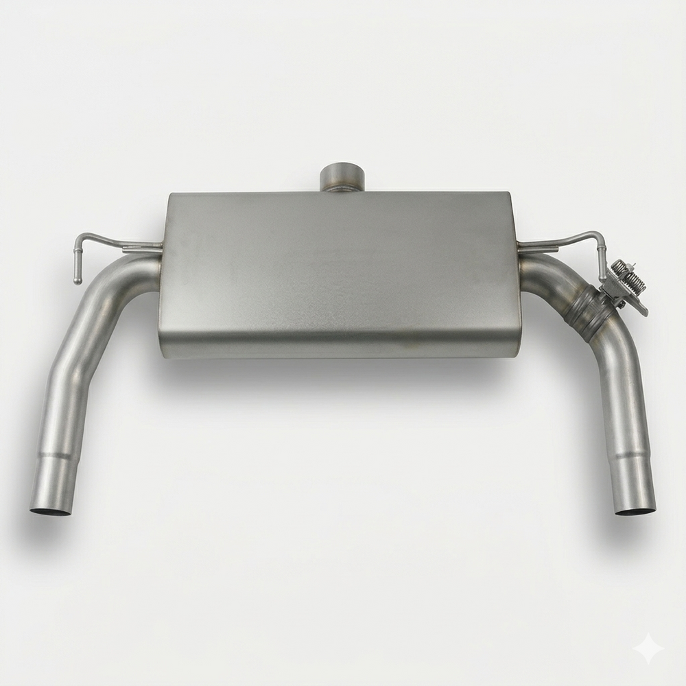 Sportauspuff-System für HYUNDAI i30 N PDE - Non-resonated RACING Cat-back-section / Endrohr-Set, Ø 102 mm , schräg, Black Chrome (1-285723-1000-4)