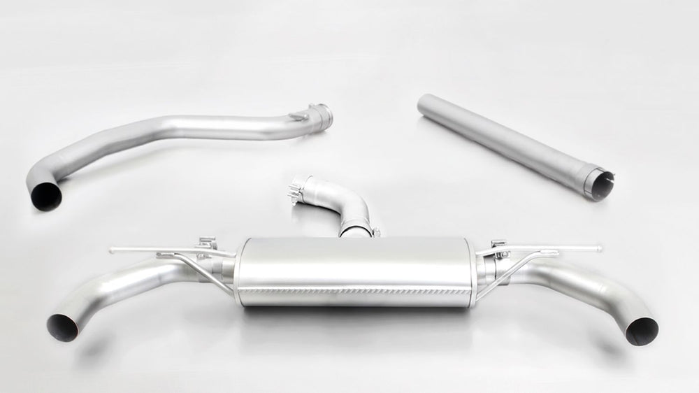 Sportauspuff für VW Golf 7 Faclift AU - Cat-Back Vorschalldämpfer / 796117 1500 / Endrohr-Set, Ø 102 mm, schräg, Black Chrome