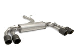 Abgasanlage für VW Golf 8 R, Type CD - Verbindungsrohr inkl. Adapter / Racing Endschalldämpfer mittig / OPT GT Endrohr-Set (4-teilig), schwarz lackiert (1-950020-1000-16)