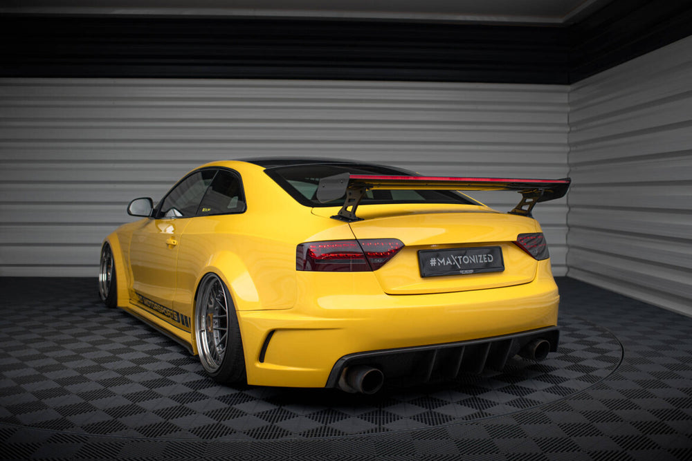 Maxton Carbon Division - Carbon Heckspoiler Heckflügel Standfuß Außen + LED passend für Audi A5 Coupe 8T