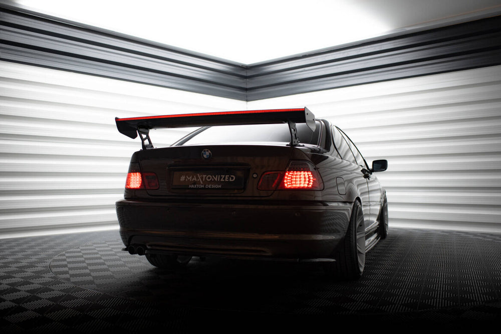 Maxton Carbon Division - Carbon Heckspoiler Heckflügel Standfuß Außen + LED passend für BMW 3er Coupe E46