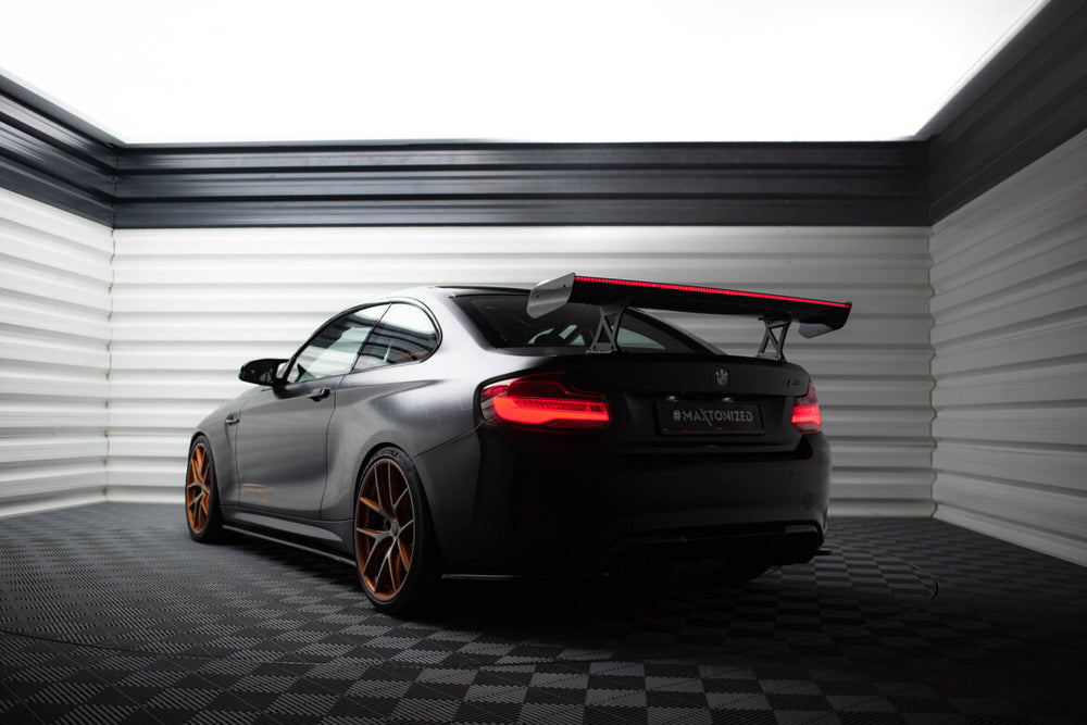 Maxton Carbon Division - Carbon Heckspoiler Heckflügel Standfuß Innen + LED passend für BMW M2 F87 / 2 / 2 M-Paket F22
