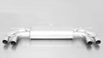 Axle-Back Sportauspuff für Seat Leon 5F 3, FR - Racing Sport-Schalldämpfer / Endrohr-Set (4-teilig), schräg, verchromt / ABS Heckschürzeneinsatz links/rechts, schwarz glänzend
